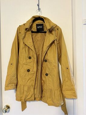 Buffalo David Bitton Mustard Ruffle-Hem Trench Coat